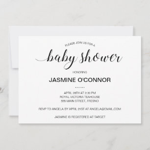 Modern Black Script-Baby shower Kaart
