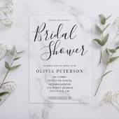 Modern Black Script Bruids Douche Uitnodiging