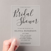 Modern Black Script Bruids Douche Uitnodiging (Insitu (Draagbaar))