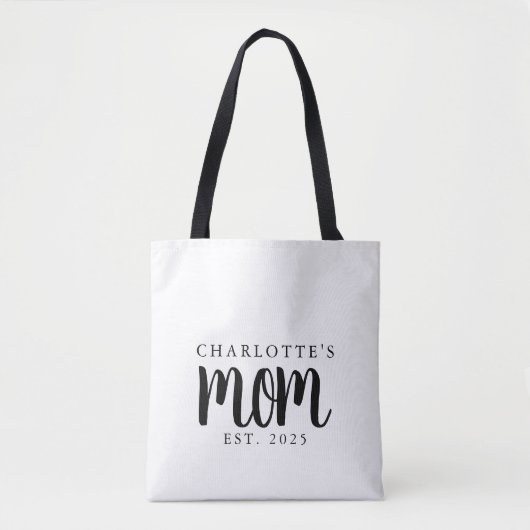 Modern Black Script Established Mom Custom Name Tote Bag (Voorkant)
