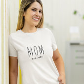 Modern Black Script Established New Mom  T-shirt