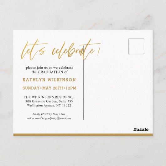 Modern Black Script Floral Afstuderen Invitation Briefkaart (Achterkant)