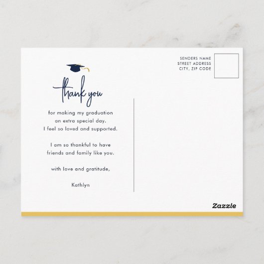 Modern Black Script Gold Glitter AFSTUDEERDER Dank Briefkaart (Achterkant)