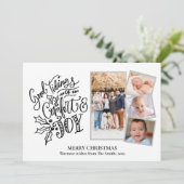 Modern Black Script Good Tidings of Comfort & Joy Feestdagenkaart (Staand voorkant)