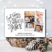 Modern Black Script Good Tidings of Comfort & Joy Feestdagenkaart