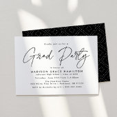 Modern Black Script Graduation Party Kaart