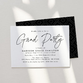 Modern Black Script Graduation Party Kaart