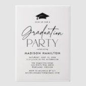 Modern Black Script Graduation Party Vellum Uitnodigingen (Voorkant)