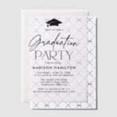 Modern Black Script Graduation Party Vellum Uitnodigingen (Offset (Uitnodiging))