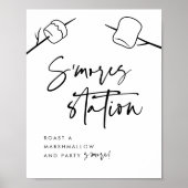 Modern Black Script Marshmallow S'mores Station Poster (Voorkant)