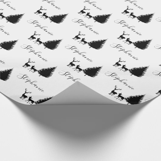 Modern Black Script "Merry Kerstmis" en Deers Cadeaupapier (Hoek)