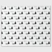 Modern Black Script "Merry Kerstmis" en Deers Cadeaupapier (Vlak)