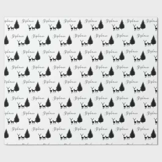 Modern Black Script "Merry Kerstmis" en Deers Cadeaupapier (Vlak)