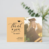 Modern Black Script Minimalist Photo Afstuderen Bedankkaart (Staand voorkant)