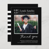 Modern Black Script Photo Afstuderen Hartelijk dan (Voorkant / Achterkant)