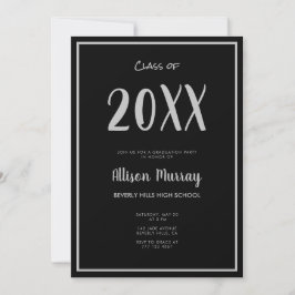 Modern Black Script Photo Afstuderen Kaart