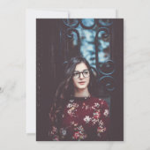 Modern Black Script Photo Afstuderen Kaart (Achterkant)