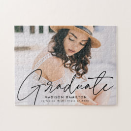 Modern Black Script Photo Afstuderen Legpuzzel