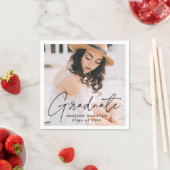 Modern Black Script Photo Afstuderen Servet (Insitu)