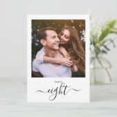 Modern Black Script Photo Eight Table Number Kaart (Staand voorkant)
