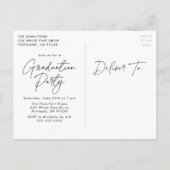 Modern Black Script Photo Graduparty Uitnodiging Briefkaart (Achterkant)