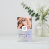 Modern Black Script Photo Makeup  Visitekaartje (Staand voorkant)
