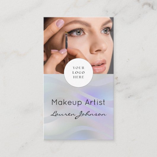 Modern Black Script Photo Makeup  Visitekaartje (Voorkant)