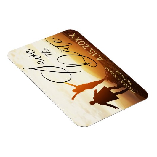 Modern Black Script Photo Wedding Save the Date Magneet (Rechterzijde)