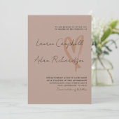Modern Black Script Terracotta Wedding Invitation Kaart (Staand voorkant)