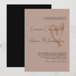 Modern Black Script Terracotta Wedding Invitation Kaart