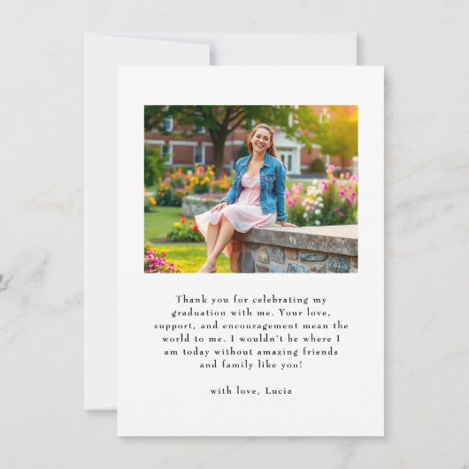 Modern Black Script Typografie Foto Afstuderen Bedankkaart (Achterkant)