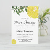 Modern Black Script Waterverf Lemon Vrijgezellenfe Kaart (Staand voorkant)