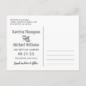 Modern Black Script Weddenschap Foto opslaan Datum Aankondigingskaart (Achterkant)
