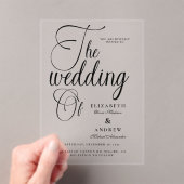 Modern Black Script Wedding Acryl Uitnodigingen (Insitu (Draagbaar))