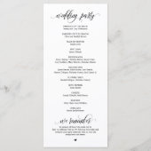 Modern Black Script, Wedding Ceremonie Programmakaart (Achterkant)