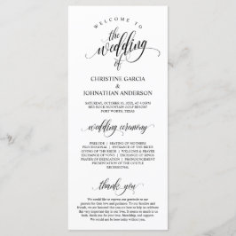 Modern Black Script, Wedding Ceremonie Programmakaart