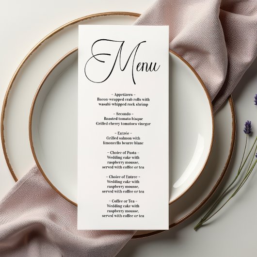 Modern Black Script Wedding Menu