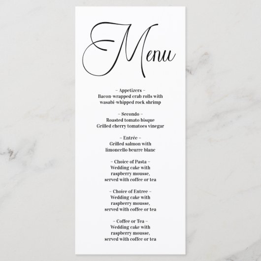 Modern Black Script Wedding Menu (Voorkant)