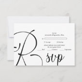Modern Black Script Wedding RSVP Kaartje (Voorkant)