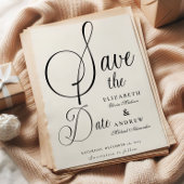 Modern Black Script Wedding Save The Date