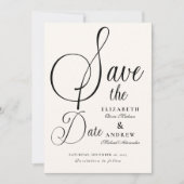 Modern Black Script Wedding Save The Date (Voorkant)