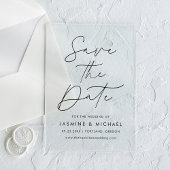 Modern Black Script Wedding Save the Date Acryl Uitnodigingen