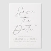 Modern Black Script Wedding Save the Date Vellum Uitnodigingen (Voorkant)