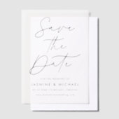 Modern Black Script Wedding Save the Date Vellum Uitnodigingen (Offset)