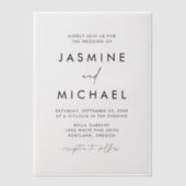 Modern Black Script Wedding Vellum Uitnodigingen (Voorkant)