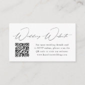 Modern Black Script Wedding Website QR Code Informatiekaartje (Voorkant)