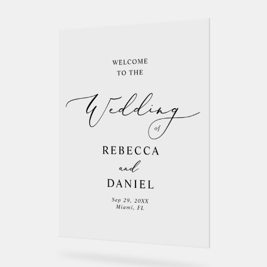 Modern Black Script Wedding Welkom Foam Board Acryl Bord (Hoek)