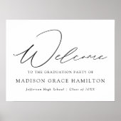 Modern Black Script Welcome Graduation Party Poster (Voorkant)