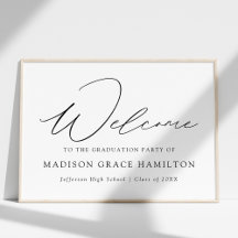 Modern Black Script Welcome Graduation Party