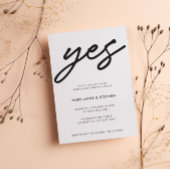 Modern Black Script Yes Wedding Engagement Party Kaart